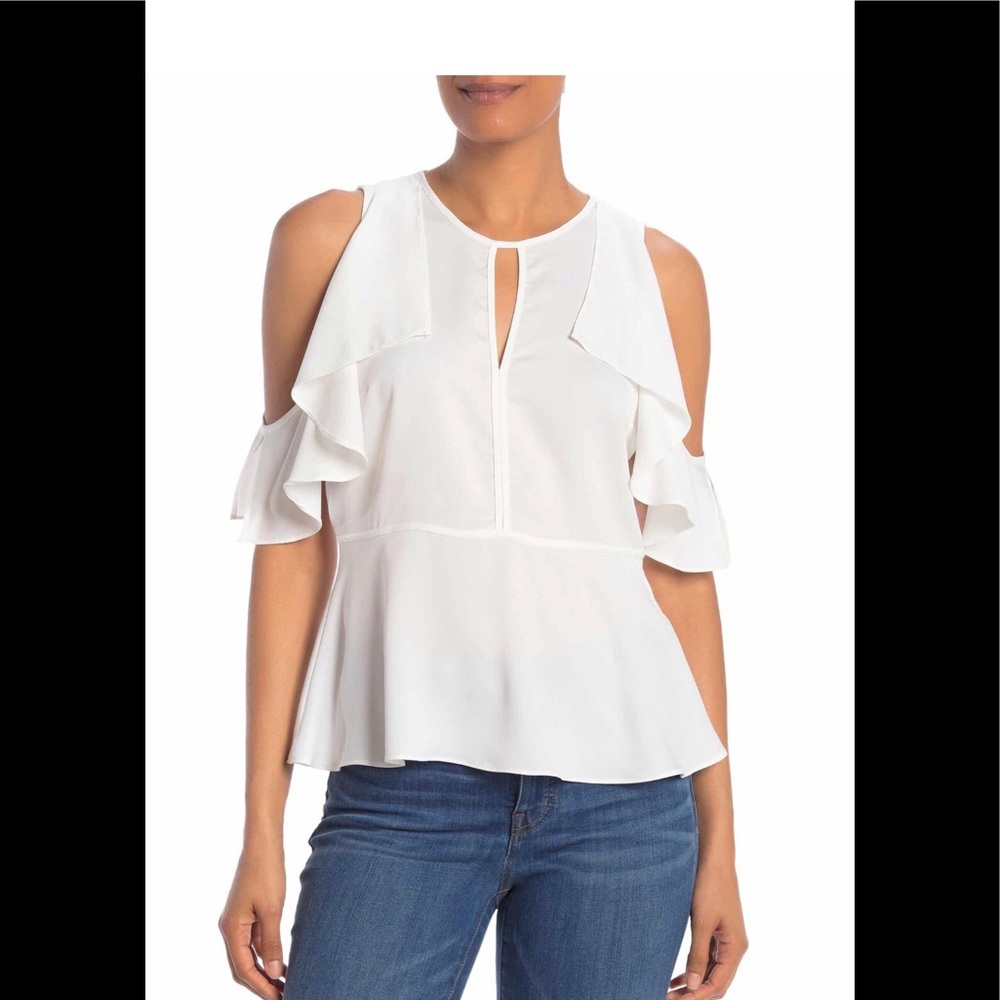 Rachel Roy cold shoulder ruffle top